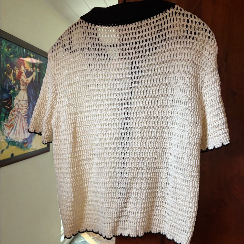 Zara Cream and Black Crochet Blouse - Picture 6 of 7